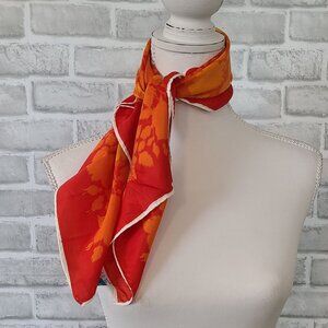 Vintage A Paris Acetate Scarf Made in Japan Orange Retro Print 60s 70s EUC